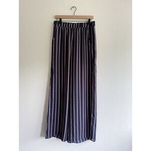 Three Eighty Two Women's Blue Red‎ White Striped Pants Wide Leg Chiffon Size M